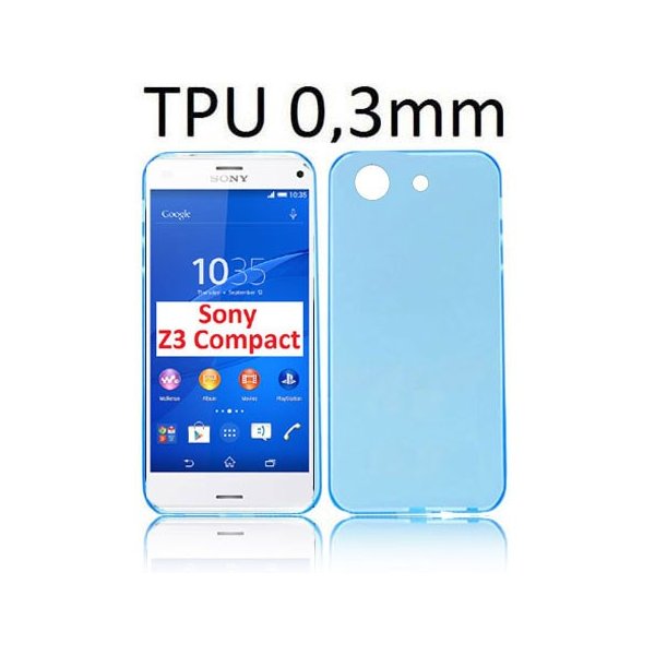 CUSTODIA GEL TPU SILICONE ULTRA SLIM 0,3mm per SONY XPERIA Z3 COMPACT D5803, D5833 COLORE AZZURRO TRASPARENTE