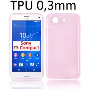 CUSTODIA GEL TPU SILICONE ULTRA SLIM 0,3mm per SONY XPERIA Z3 COMPACT D5803, D5833 COLORE ROSA TRASPARENTE