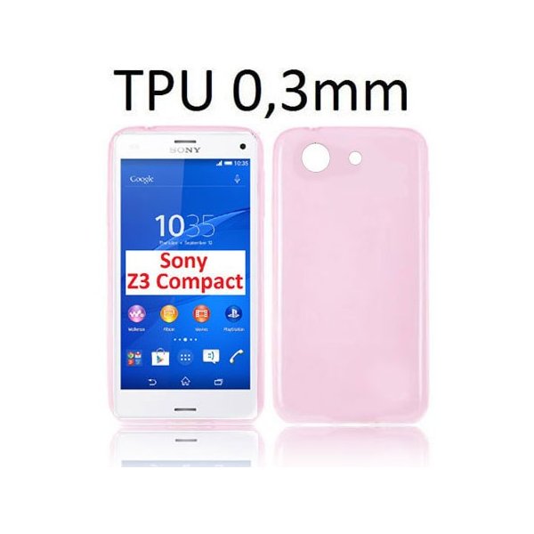 CUSTODIA GEL TPU SILICONE ULTRA SLIM 0,3mm per SONY XPERIA Z3 COMPACT D5803, D5833 COLORE ROSA TRASPARENTE