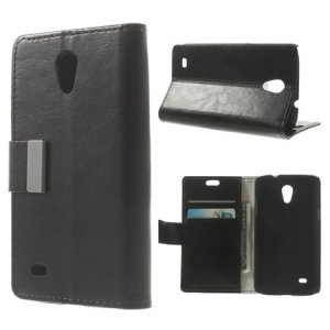 CUSTODIA FLIP ORIZZONTALE PELLE per SAMSUNG G3586 GALAXY CORE LITE CON STAND, PORTA CARTE E CHIUSURA MAGNETICA COLORE NERO