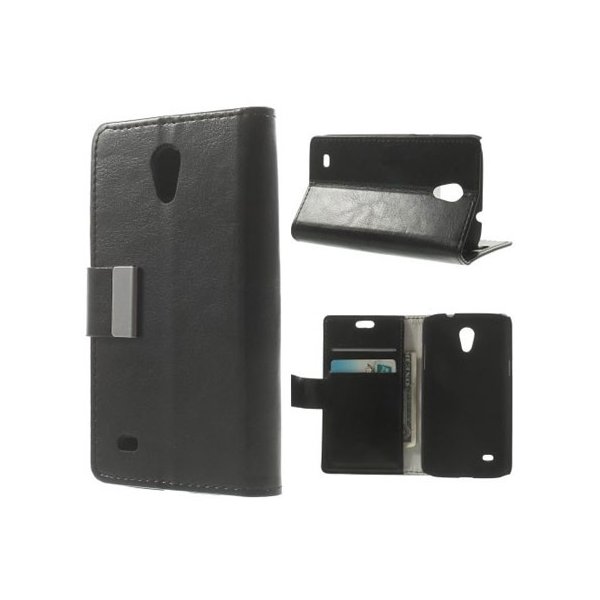 CUSTODIA FLIP ORIZZONTALE PELLE per SAMSUNG G3586 GALAXY CORE LITE CON STAND, PORTA CARTE E CHIUSURA MAGNETICA COLORE NERO