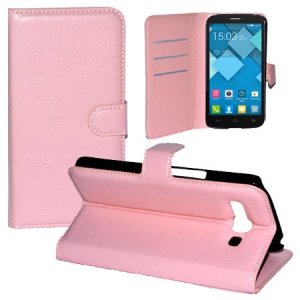 CUSTODIA FLIP ORIZZONTALE PELLE per ALCATEL ONE TOUCH POP C9, OT-7047 CON STAND, PORTA CARTE E CHIUSURA MAGNETICA COLORE ROSA