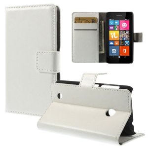 CUSTODIA FLIP ORIZZONTALE PELLE per NOKIA LUMIA 530 CON STAND, PORTA CARTE E CHIUSURA MAGNETICA COLORE BIANCO