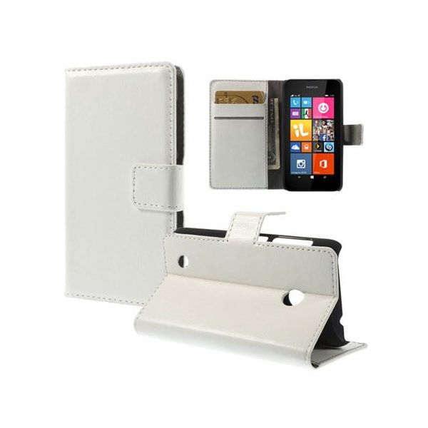 CUSTODIA FLIP ORIZZONTALE PELLE per NOKIA LUMIA 530 CON STAND, PORTA CARTE E CHIUSURA MAGNETICA COLORE BIANCO