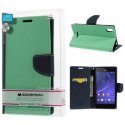 CUSTODIA FLIP ORIZZONTALE per SONY XPERIA T3 CON INTERNO IN TPU, STAND E PORTA CARTE VERDE ACQUA FANCY DIARY BLISTER MERCURY