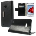 CUSTODIA FLIP ORIZZONTALE PELLE per LG L50 D213N CON STAND, PORTA CARTE E CHIUSURA MAGNETICA COLORE NERO