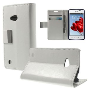 CUSTODIA FLIP ORIZZONTALE PELLE per LG L50 D213N CON STAND, PORTA CARTE E CHIUSURA MAGNETICA COLORE BIANCO