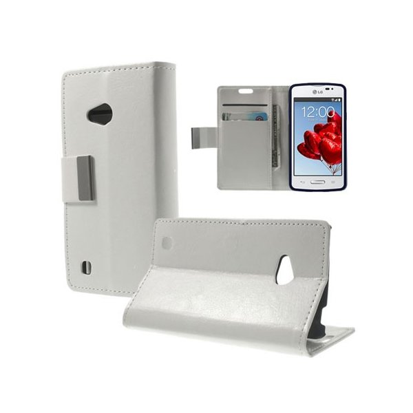 CUSTODIA FLIP ORIZZONTALE PELLE per LG L50 D213N CON STAND, PORTA CARTE E CHIUSURA MAGNETICA COLORE BIANCO