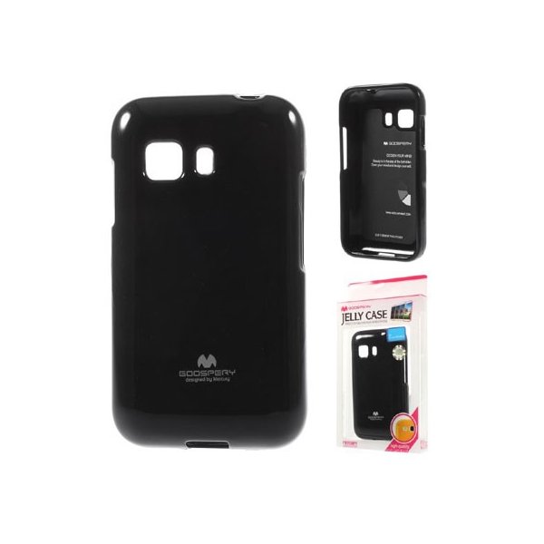 CUSTODIA GEL TPU SILICONE per SAMSUNG G130 GALAXY YOUNG 2 COLORE NERO LUCIDO CON GLITTER ALTA QUALITA' MERCURY BLISTER