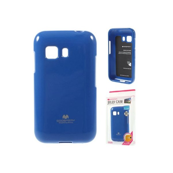 CUSTODIA GEL TPU SILICONE per SAMSUNG G130 GALAXY YOUNG 2 COLORE BLU LUCIDO CON GLITTER ALTA QUALITA' MERCURY BLISTER