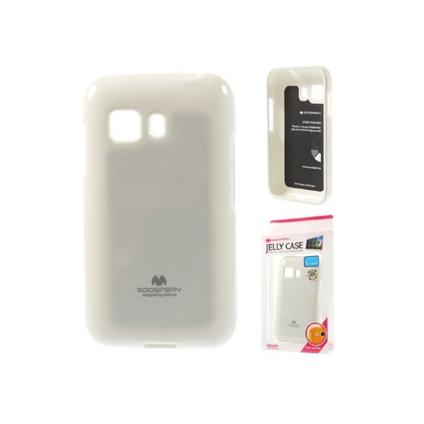 CUSTODIA GEL TPU SILICONE per SAMSUNG G130 GALAXY YOUNG 2 COLORE BIANCO LUCIDO CON GLITTER ALTA QUALITA' MERCURY BLISTER