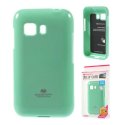 CUSTODIA GEL TPU SILICONE per SAMSUNG G130 GALAXY YOUNG 2 COLORE VERDE ACQUA LUCIDO CON GLITTER ALTA QUALITA' MERCURY BLISTER