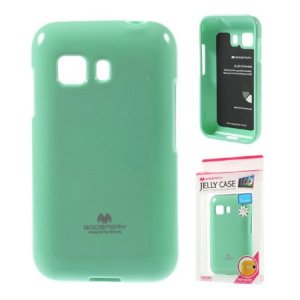 CUSTODIA GEL TPU SILICONE per SAMSUNG G130 GALAXY YOUNG 2 COLORE VERDE ACQUA LUCIDO CON GLITTER ALTA QUALITA' MERCURY BLISTER