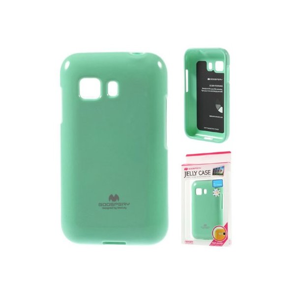 CUSTODIA GEL TPU SILICONE per SAMSUNG G130 GALAXY YOUNG 2 COLORE VERDE ACQUA LUCIDO CON GLITTER ALTA QUALITA' MERCURY BLISTER