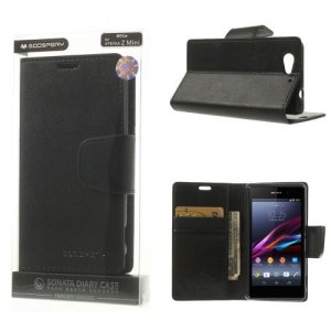 CUSTODIA FLIP ORIZZONTALE PELLE per SONY XPERIA Z1 CON INTERNO IN TPU SILICONE E STAND NERO SONATA BLISTER