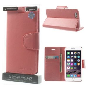 CUSTODIA FLIP ORIZZONTALE PELLE per APPLE IPHONE 6, IPHONE 6S 4.7" POLLICI CON INTERNO IN TPU E STAND ROSA ALTA QUALITA' SONATA