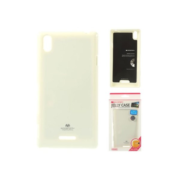 CUSTODIA GEL TPU SILICONE per SONY XPERIA T3 COLORE BIANCO LUCIDO CON GLITTER ALTA QUALITA' MERCURY BLISTER