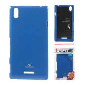 CUSTODIA GEL TPU SILICONE per SONY XPERIA T3 COLORE BLU LUCIDO CON GLITTER ALTA QUALITA' MERCURY BLISTER