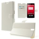 CUSTODIA FLIP ORIZZONTALE PELLE per ONEPLUS ONE A0001  CON STAND, PORTA CARTE E CHIUSURA MAGNETICA COLORE BIANCO