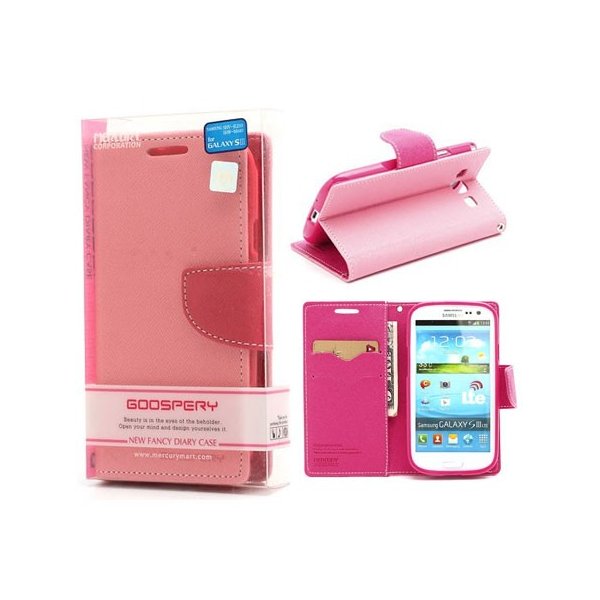 CUSTODIA FLIP ORIZZONTALE per SAMSUNG I9300 GALAXY S3, I9300i GALAXY S3 NEO CON INTERNO IN TPU COLORE ROSA FANCY DIARY MERCURY