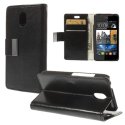 CUSTODIA FLIP ORIZZONTALE PELLE per HTC DESIRE 210 DUAL SIM CON STAND, PORTA CARTE E CHIUSURA MAGNETICA COLORE NERO