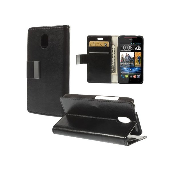 CUSTODIA FLIP ORIZZONTALE PELLE per HTC DESIRE 210 DUAL SIM CON STAND, PORTA CARTE E CHIUSURA MAGNETICA COLORE NERO