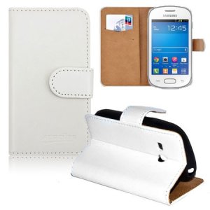 CUSTODIA FLIP ORIZZONTALE SIMILPELLE per SAMSUNG S6790 GALAXY FAME LITE, S6792 CON INTERNO IN TPU E STAND BIANCO