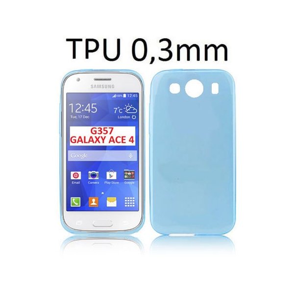 CUSTODIA GEL TPU SILICONE ULTRA SLIM 0,3mm per SAMSUNG G357 GALAXY ACE 4 COLORE AZZURRO TRASPARENTE