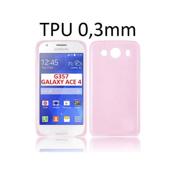 CUSTODIA GEL TPU SILICONE ULTRA SLIM 0,3mm per SAMSUNG G357 GALAXY ACE 4 COLORE ROSA TRASPARENTE