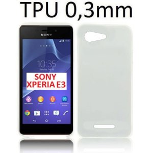 CUSTODIA GEL TPU SILICONE ULTRA SLIM 0,3mm per SONY XPERIA E3 COLORE BIANCO TRASPARENTE