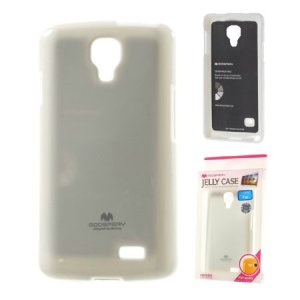 CUSTODIA GEL TPU SILICONE per LG L70 D320N, L70 DUAL SIM D325  COLORE BIANCO LUCIDO CON GLITTER ALTA QUALITA' MERCURY BLISTER