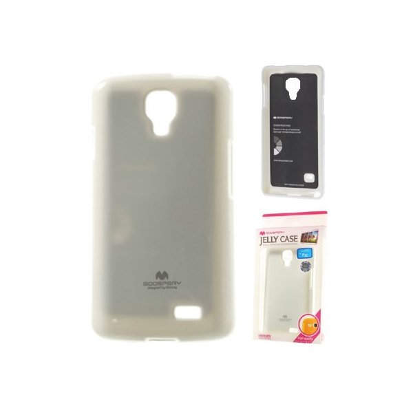 CUSTODIA GEL TPU SILICONE per LG L70 D320N, L70 DUAL SIM D325  COLORE BIANCO LUCIDO CON GLITTER ALTA QUALITA' MERCURY BLISTER