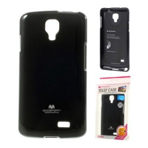 CUSTODIA GEL TPU SILICONE per LG L70 D320N, L70 DUAL SIM D325  COLORE NERO LUCIDO CON GLITTER ALTA QUALITA' MERCURY BLISTER