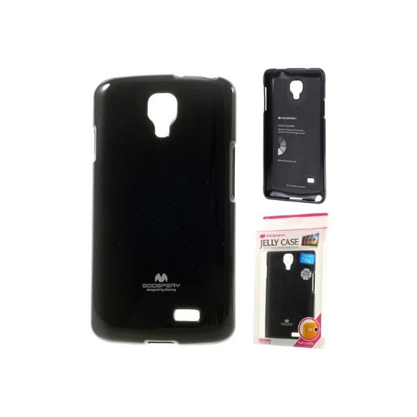 CUSTODIA GEL TPU SILICONE per LG L70 D320N, L70 DUAL SIM D325  COLORE NERO LUCIDO CON GLITTER ALTA QUALITA' MERCURY BLISTER