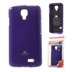 CUSTODIA GEL TPU SILICONE per LG L70 D320N, L70 DUAL SIM D325  COLORE VIOLA LUCIDO CON GLITTER ALTA QUALITA' MERCURY BLISTER