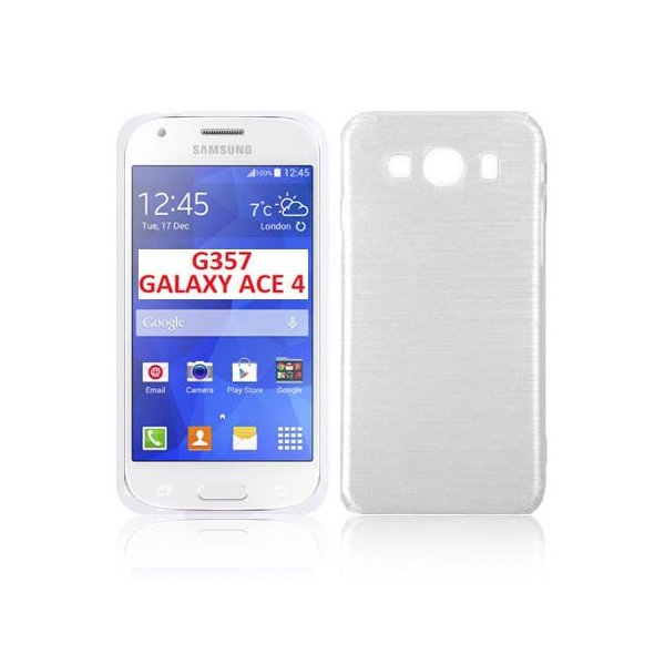 CUSTODIA GEL TPU SILICONE per SAMSUNG G357 GALAXY ACE 4 COLORE BIANCO EFFETTO METALLICO