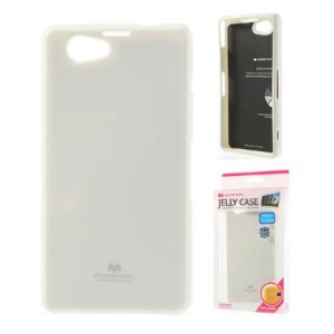 CUSTODIA GEL TPU SILICONE per SONY XPERIA Z1 COLORE BIANCO LUCIDO CON GLITTER ALTA QUALITA' MERCURY BLISTER