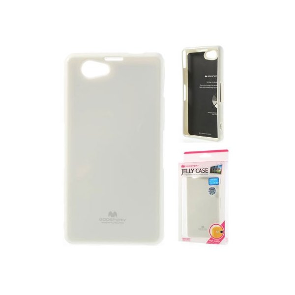 CUSTODIA GEL TPU SILICONE per SONY XPERIA Z1 COLORE BIANCO LUCIDO CON GLITTER ALTA QUALITA' MERCURY BLISTER