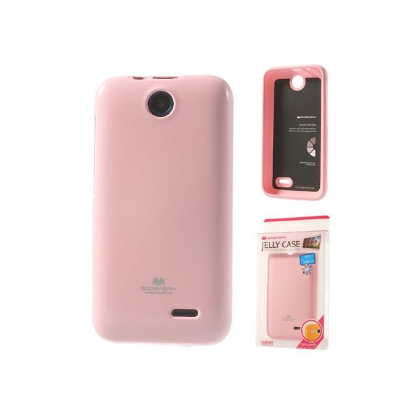 CUSTODIA GEL TPU SILICONE per HTC DESIRE 310  COLORE ROSA LUCIDO CON GLITTER ALTA QUALITA' MERCURY BLISTER