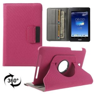 CUSTODIA BOOK GIREVOLE per ASUS MeMO PAD HD 7, ME173, ME173X, 7" POLLICI CON STAND, PORTA PENNA E CHIUSURA ELASTICO ROSA