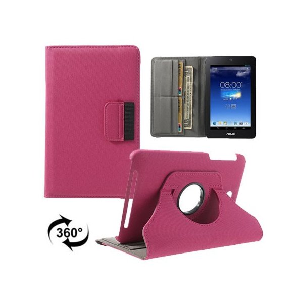 CUSTODIA BOOK GIREVOLE per ASUS MeMO PAD HD 7, ME173, ME173X, 7" POLLICI CON STAND, PORTA PENNA E CHIUSURA ELASTICO ROSA