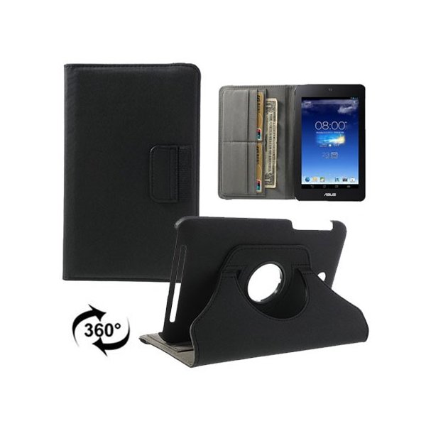 CUSTODIA BOOK GIREVOLE per ASUS MeMO PAD HD 7, ME173, ME173X, 7" POLLICI CON STAND, PORTA PENNA E CHIUSURA ELASTICO NERO