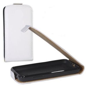 CUSTODIA FLIP VERTICALE SLIM PELLE per SAMSUNG G313H GALAXY TREND 2, G318 TREND 2 LITE CON INTERNO IN TPU COLORE BIANCO