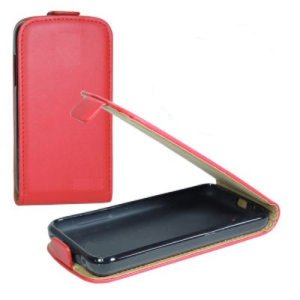 CUSTODIA FLIP VERTICALE SLIM PELLE per SAMSUNG G313H GALAXY TREND 2, G318 TREND 2 LITE CON INTERNO IN TPU COLORE ROSSO