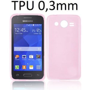 CUSTODIA GEL TPU SILICONE ULTRA SLIM 0,3mm per SAMSUNG G313H GALAXY TREND 2, G318 TREND 2 LITE COLORE ROSA TRASPARENTE