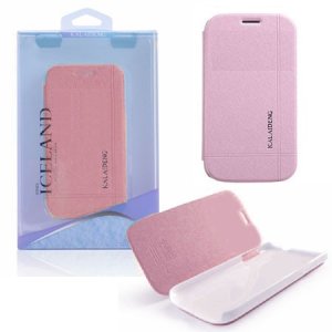 CUSTODIA FLIP ORIZZONTALE per SAMSUNG I9300 GALAXY S3, I9300i GALAXY S3 NEO COLORE ROSA EFFETTO CROSS ICELAND