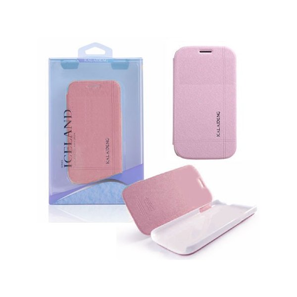 CUSTODIA FLIP ORIZZONTALE per SAMSUNG I9300 GALAXY S3, I9300i GALAXY S3 NEO COLORE ROSA EFFETTO CROSS ICELAND