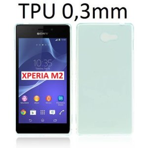 CUSTODIA GEL TPU SILICONE ULTRA SLIM 0,3mm per SONY XPERIA M2 COLORE VERDE ACQUA TRASPARENTE