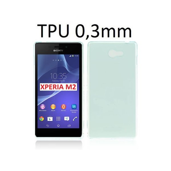 CUSTODIA GEL TPU SILICONE ULTRA SLIM 0,3mm per SONY XPERIA M2 COLORE VERDE ACQUA TRASPARENTE