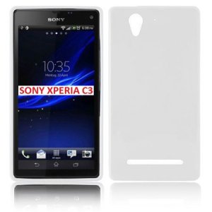 CUSTODIA GEL TPU SILICONE LUCIDA per SONY XPERIA C3 D2533, XPERIA C3 DUAL SIM D2502 COLORE BIANCO